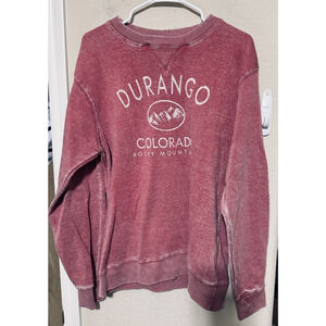 Durango‎ Colorado Sweatshirt Size XL Faded Red Rocky Mountains Travel souvenir